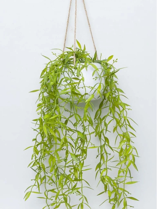 Artificial Greenery Hanging Plant With White Pot -For Home Décor