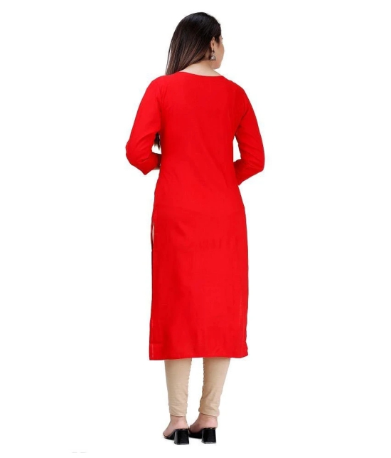 HIGHLIGHT FASHION EXPORT - Red Rayon Womens Straight Kurti - XXL