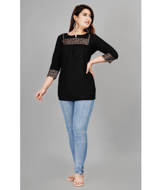 Smien - Black Rayon Womens Ethnic Tunic ( Pack of 1 ) - None