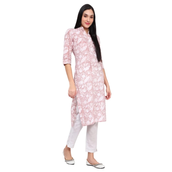 Peach Cotton Printed Kurta-XL