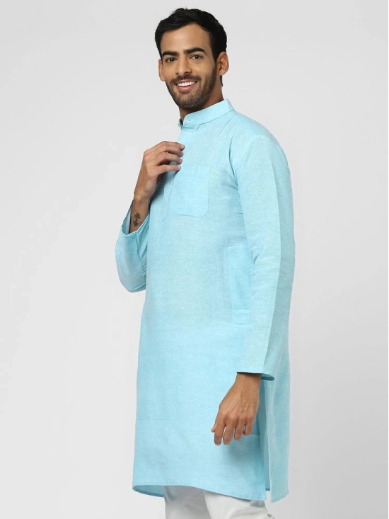 DESHBANDHU DBK - Turquoise Cotton Blend Mens Regular Kurta ( Pack of 1 ) - None