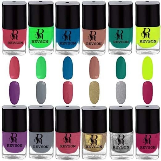 Revson Nail Lacquer | 6 ml | Long-Lasting, Glossy Nail Polish | Fast Drying, Chip Resistant For Women (Pack of 12)(M-jassy1000)