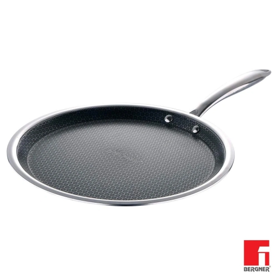 Bergner Hitech Prism Triply Stainless Steel Non Stick Induction Base Flat Tawa, 28 cm (BG-31159)  by Mahavir Home Store