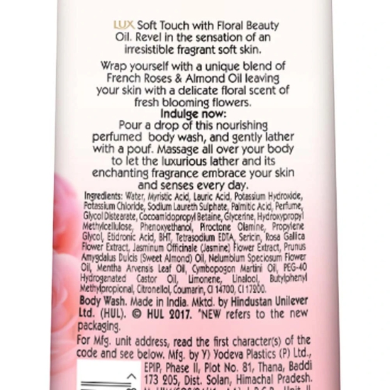 Lux Soft Touch Body Wash With French Rose And Almond Oil, 235Ml