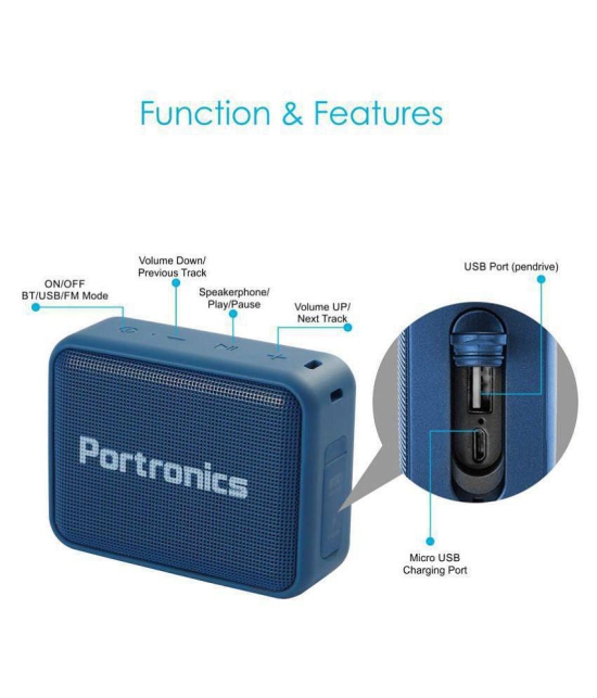 Portronics Dynamo  5W Bluetooth Speaker - Blue