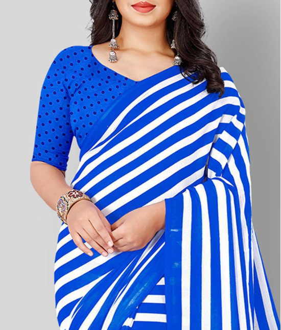 Anand - Blue Georgette Saree With Blouse Piece ( Pack of 1 ) - Blue