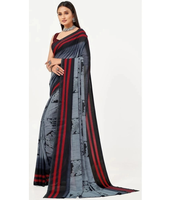 LEELAVATI - Grey Georgette Saree With Blouse Piece ( Pack of 1 ) - Grey