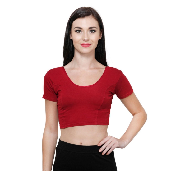 Vami Women's Cotton Stretchable Readymade Blouses - Red L