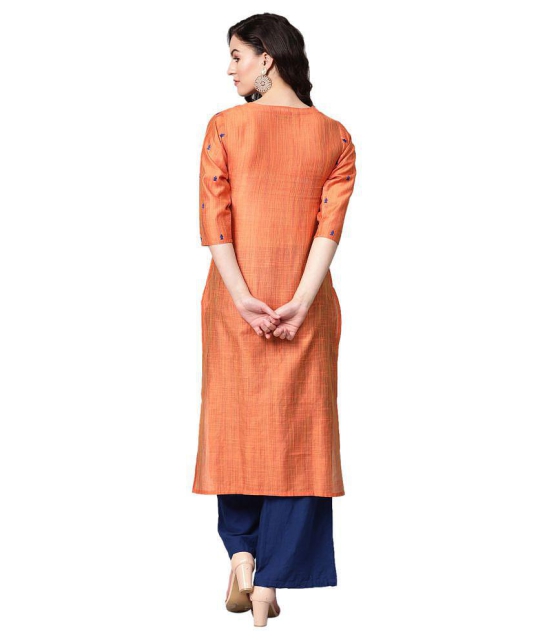 KSUT Orange Art Silk Straight Kurti - S