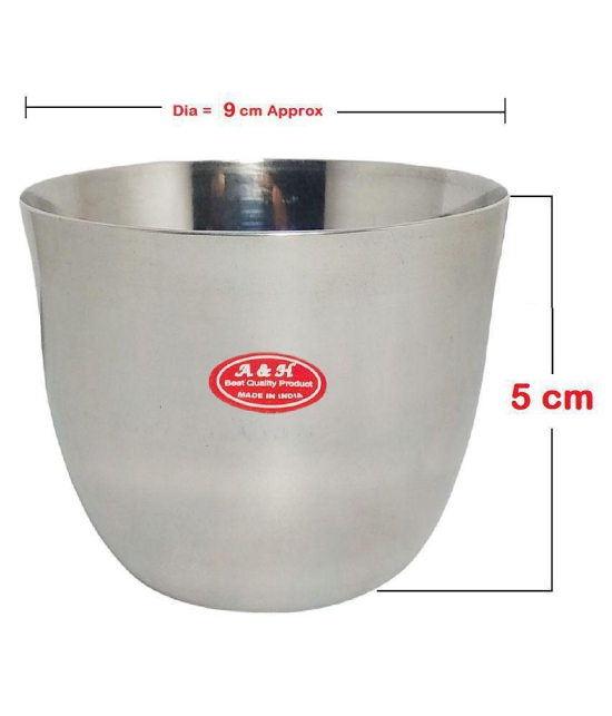 A & H ENTERPRISES 8 Pcs Stainless Steel Cereal Bowl 200 mL - Steel