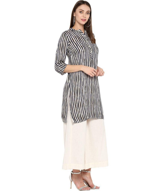 Antaran Rayon Striped Straight Womens Kurti - White ( Pack of 1 ) - None