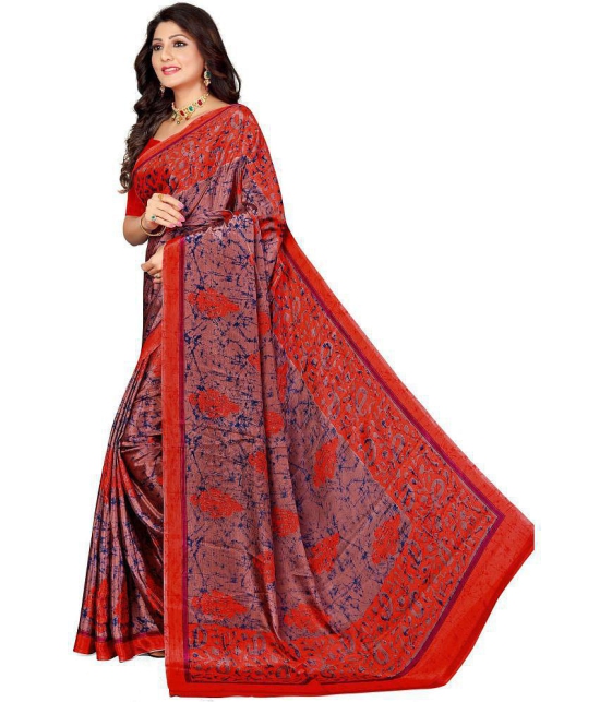 LEELAVATI - Red Crepe Saree With Blouse Piece ( Pack of 1 ) - Red