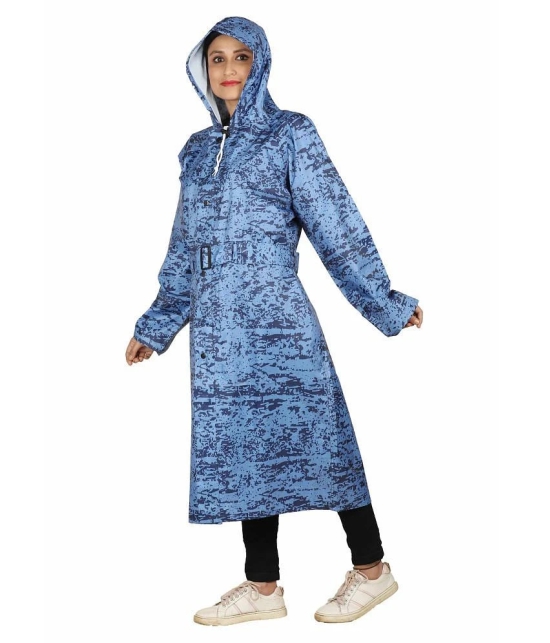 Goodluck Polyester Long Raincoat - Blue - XL