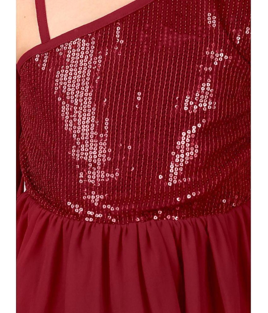 Naughty Ninos Maroon Polyester Girls Fit And Flare Dress ( Pack of 1 ) - None