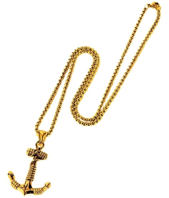 Fashion Frill Golden Men Chain for Boys and Man Long Stylish Chain Pendant Silver Plated Alloy Chain - None