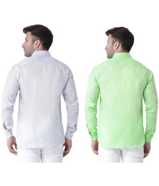 KLOSET By RIAG 100% Cotton Regular Fit Solids Full Sleeves Men's Casual Shirt - Fluorescent Green ( Pack of 2 ) - None