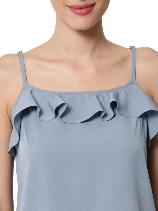 ALL WAYS YOU Women Top Crepe fabric  Sky Blue XS