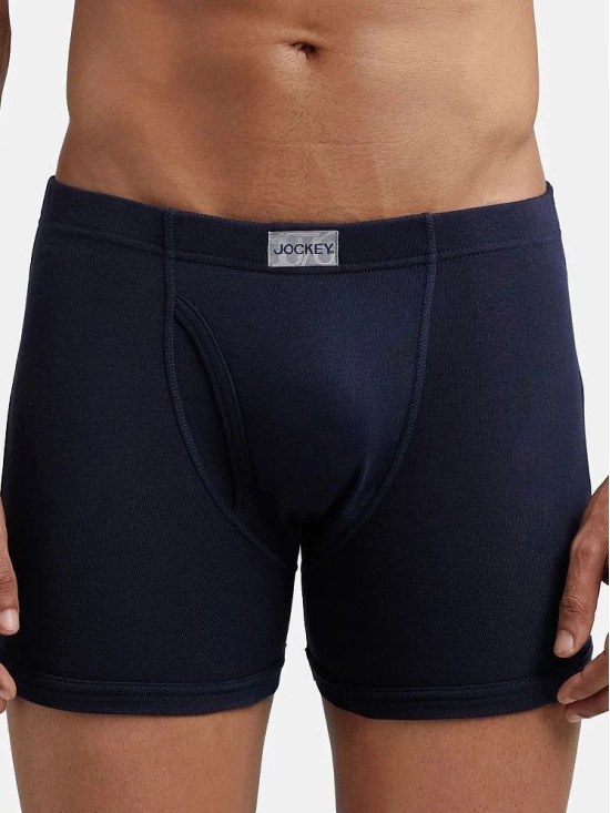 Jockey 8008 Men Super Combed Cotton Rib Solid Boxer Brief - Deep Navy (Pack of 2) - None