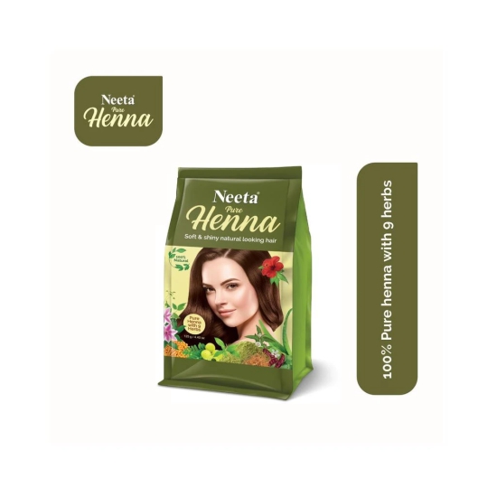 Neeta Pure Henna Powder for Hair with 9 Natural Herbs 125g Pack of 3, 100% Natural Henna Mehndi for Natural Looking Hair