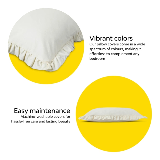 Frill 100% Cotton Bed Pillow Cover | Set of 2 Pista