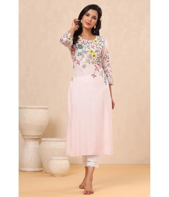 Juniper Rayon Printed Straight Womens Kurti - Pink ( Pack of 1 ) - None