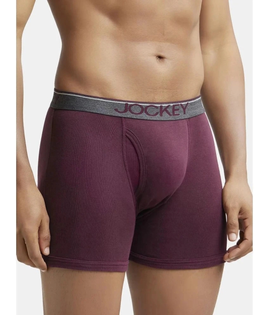 Jockey 8009 Men Super Combed Cotton Rib Solid Boxer Brief - Wine Tasting - None