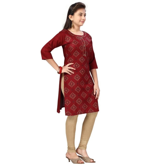 Aarika Girls Cotton Kurti ( Pack of 1 , Maroon ) - None