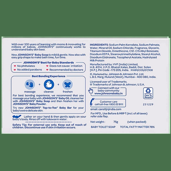 Johnsons Baby Soap Milk, 75 gm