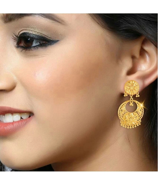 VIVASTRI Golden Jhumki Earrings ( Pack of 1 ) - Golden