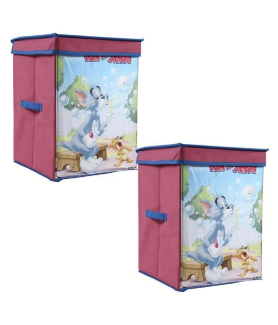 Tom & Jerry Toys Organizer (Set of 2 pcs), Storage Box for Kids, with top lid, Big - Purple