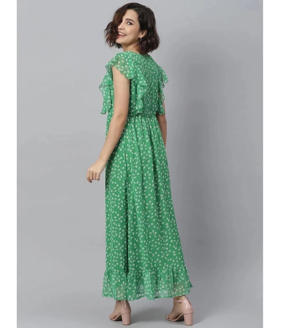 StyleStone Chiffon Green Fit And Flare Dress - Single - XL