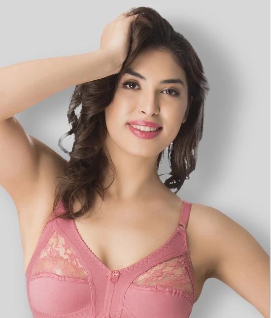 Clovia - Pink Cotton Non - Padded Womens Everyday Bra ( Pack of 1 ) - 38C