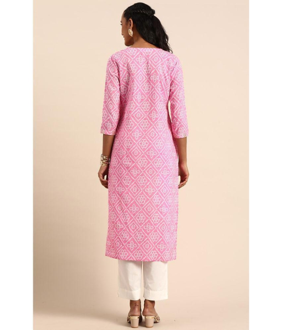 Rajnandini - Pink 100% Cotton Women's Straight Kurti ( Pack of 1 ) - None