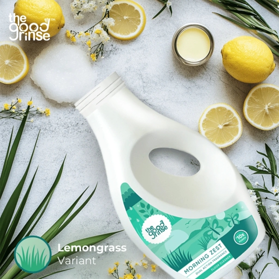 thegoodrinse Morning Zest, 2 Litre, Disinfectant surface and floor cleaner, 10X Power, Dual action fragrance, lemongrass fragrance