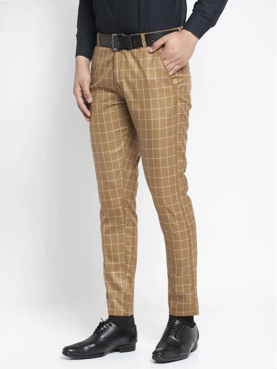 Indian Needle Men's Brown Formal Trousers-34 / Brown