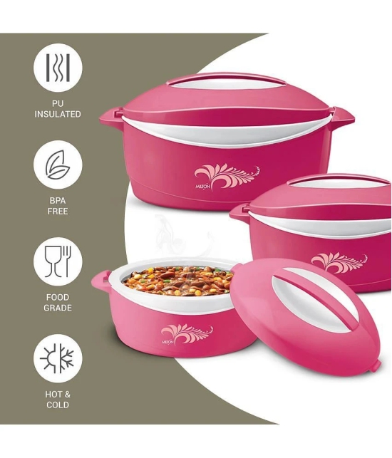 Milton DELIGHT JR GIFT SET Pink Steel Serve Casserole ( Set of 3 , 500,1000,1500 mL ) - Pink