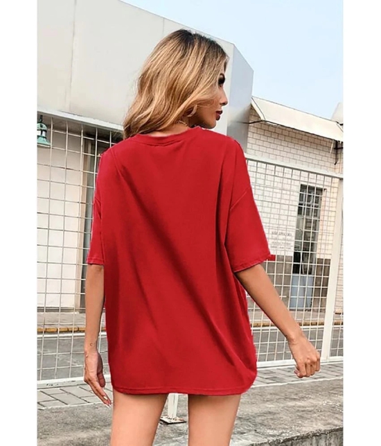 Leotude - Red Cotton Blend Oversized Womens T-Shirt ( Pack of 1 ) - None