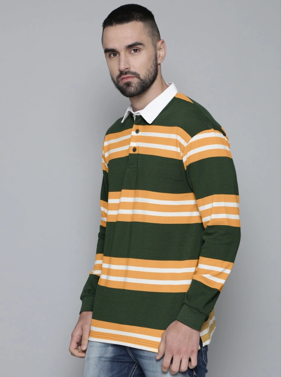 Auto Stripes Green Yellow Polo T-Shirt-L / Green