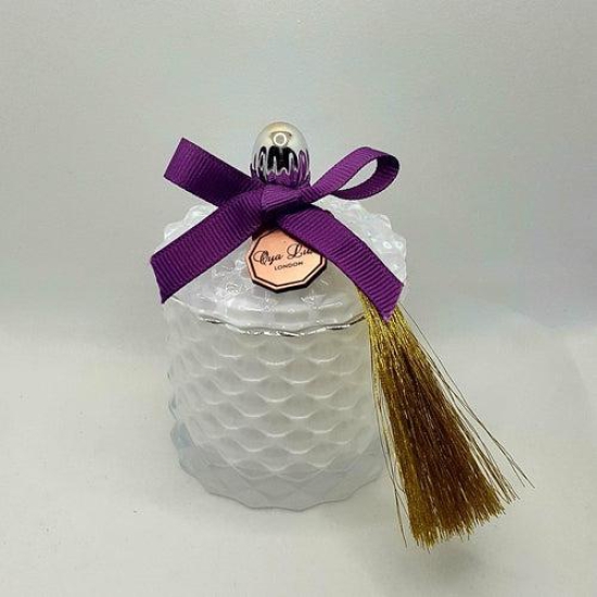 French Lid Baby Geo Candles.-Empress (Velvet Rose & Oud) / White & Silver