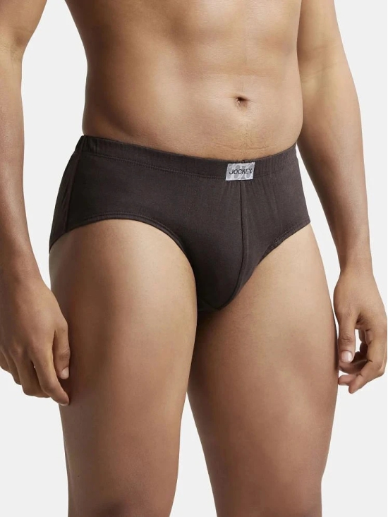 Jockey 8035 Men Super Combed Cotton Solid Poco Brief - Brown (Pack of 3) - None