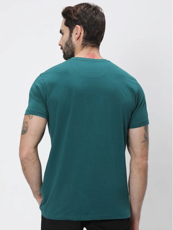 Teal Textured Logo Slim Fit Graphic Tee