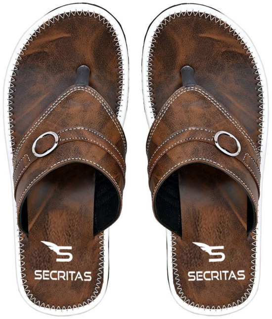 Secritas - Brown Mens Leather Slipper - None