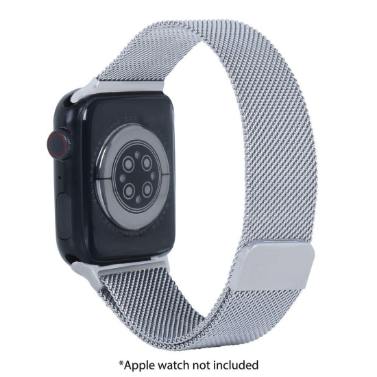 Croma Fine Metallic Strap for Apple iWatch (42mm / 44mm / 45mm) (Apple Compatible, Silver)