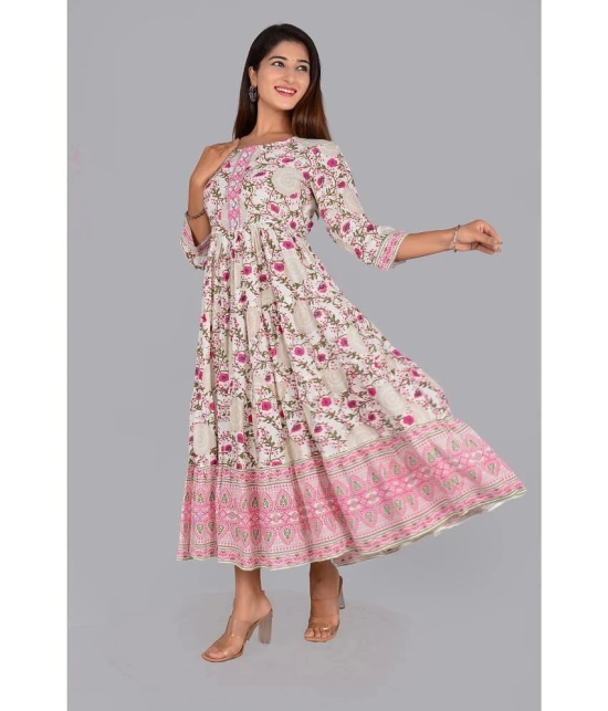 Smien Rayon Printed Anarkali Womens Kurti - Pink ( Pack of 1 ) - None