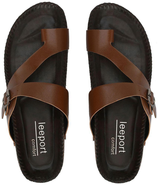 Leeport - Tan Mens Leather Slipper - None