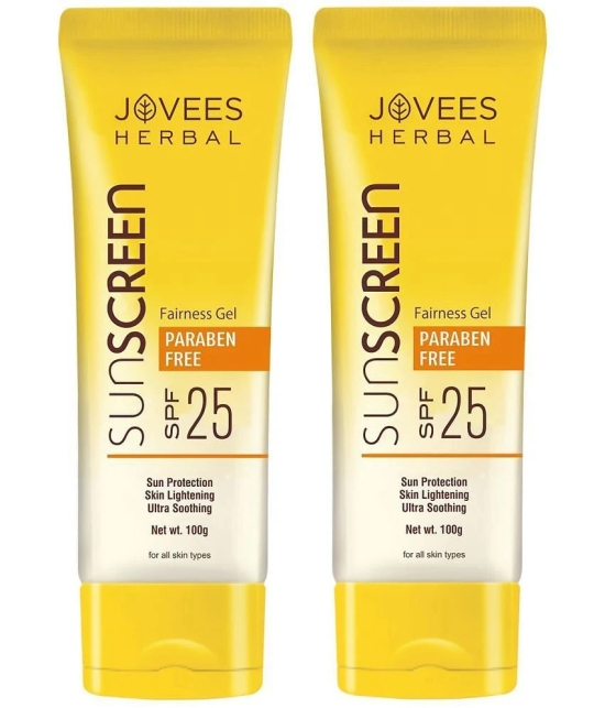 Jovees Herbal Fairness Gel Sunscreen SPF 25|Oily & Combination Skin 100g (Pack of 2)