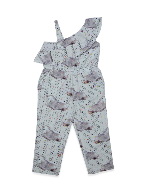 Hoop hippo Girls Sandprint Cotton Linen Jumpsuit-9-10 Years