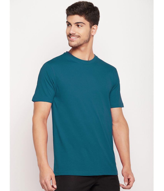 UNIBERRY Cotton Blend Regular Fit Solid Half Sleeves Mens T-Shirt - Teal ( Pack of 1 ) - None