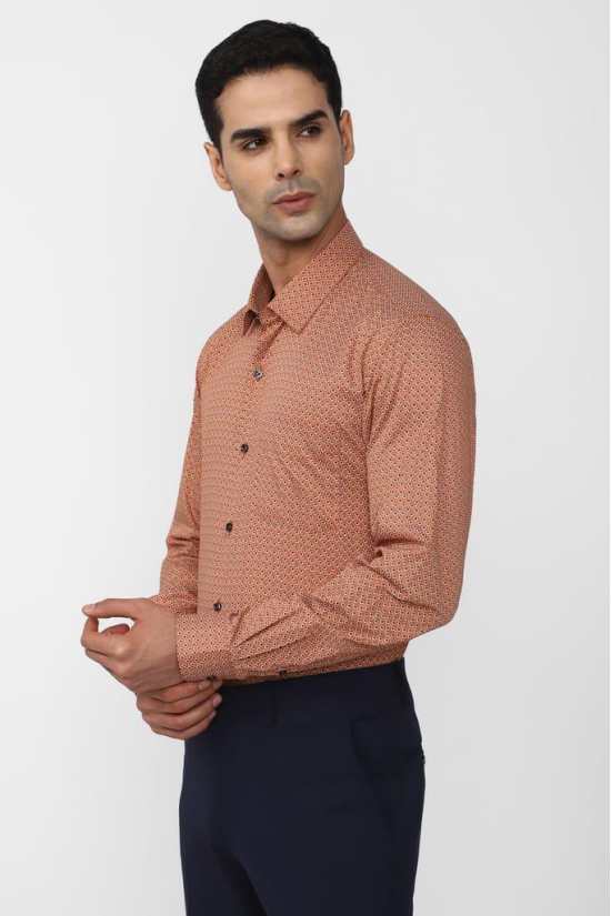 Men Orange Regular Fit Formal Full Sleeves Formal Shirt