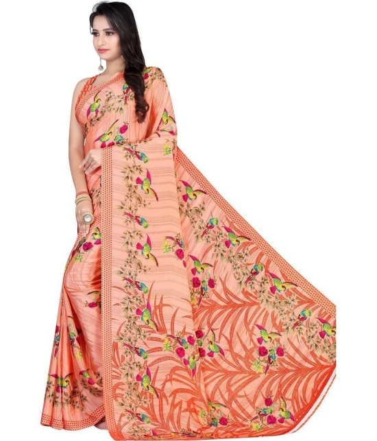 LEELAVATI - Orange Crepe Saree With Blouse Piece ( Pack of 1 ) - Orange